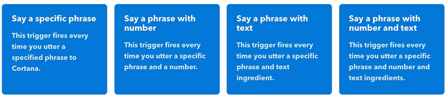 IFTTT Select Cortana Option