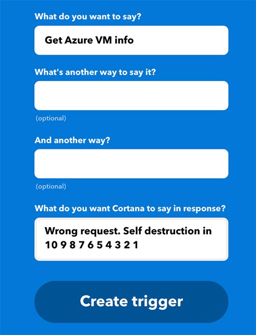 IFTTT Configure Cortana Speaking Options