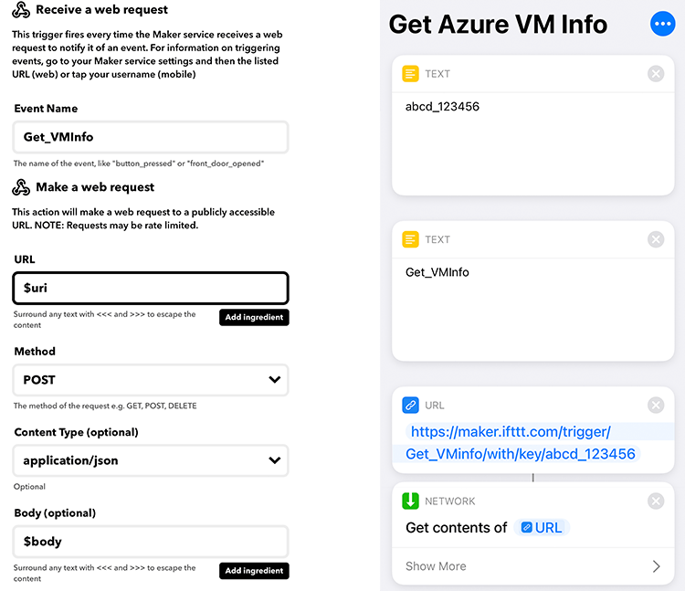 iOS Siri Shortcut Configuration with IFTTT